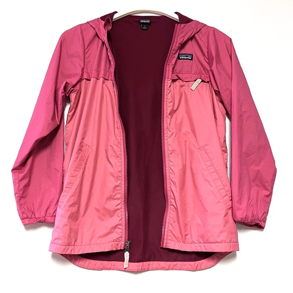 Patagonia Girls Quartzsite Jacket Hooded Pink Size Large 12 Outdoor Lightweight - Picture 2 of 16